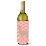 Caroline'S Treasures Llama Pink Check Decorative Bottle Hugger, 750 Ml, Multicolor