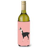 Caroline'S Treasures Llama Q' Ara Pink Check Decorative Bottle Hugger, 750 Ml, Multicolor