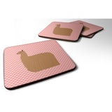 Caroline'S Treasures Alpaca Suri Pink Check Decorative Coasters, 3.5, Multicolor