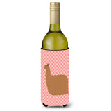 Caroline'S Treasures Alpaca Suri Pink Check Decorative Bottle Hugger, 750 Ml, Multicolor