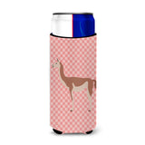 Caroline'S Treasures Guanaco Pink Check Decorative Can Hugger, Slim, Multicolor