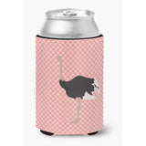 Caroline'S Treasures Common Ostrich Pink Check Decorative Can Hugger, Multicolor