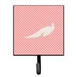 Caroline'S Treasures White Peacock Peafowl Pink Check Wall Hook, Small, Multicolor