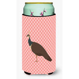 Caroline'S Treasures Indian Peahen Peafowl Pink Check Decorative Can Hugger, Tall Boy, Multicolor