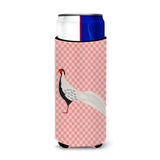 Caroline'S Treasures Silver Pheasant Pink Check Decorative Can Hugger, Slim, Multicolor