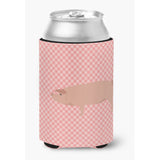 Caroline'S Treasures American Landrace Pig Pink Check Decorative Can Hugger, Multicolor