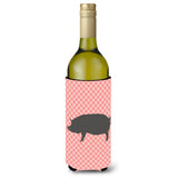Caroline'S Treasures Berkshire Pig Pink Check Decorative Bottle Hugger, 750 Ml, Multicolor