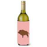 Caroline'S Treasures Wild Boar Pig Pink Check Decorative Bottle Hugger, 750 Ml, Multicolor