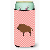 Caroline'S Treasures Wild Boar Pig Pink Check Decorative Can Hugger, Tall Boy, Multicolor