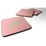 Caroline'S Treasures Welsh Pig Pink Check Decorative Coasters, 3.5, Multicolor