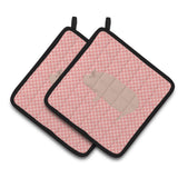 Caroline'S Treasures Welsh Pig Pink Check Decorated Pot Holder, 7.5 X 7.5