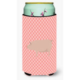 Caroline'S Treasures English Large White Pig Pink Check Decorative Can Hugger, Tall Boy, Multicolor
