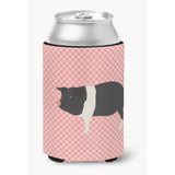 Caroline'S Treasures Hampshire Pig Pink Check Decorative Can Hugger, Multicolor