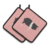 Caroline'S Treasures Hampshire Pig Pink Check Decorated Pot Holder, 7.5 X 7.5