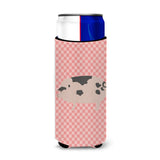 Caroline'S Treasures Gloucester Old Spot Pig Pink Check Decorative Can Hugger, Slim, Multicolor