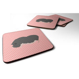 Caroline'S Treasures Vietnamese Pot-Bellied Pig Pink Check Decorative Coasters, 3.5, Multicolor