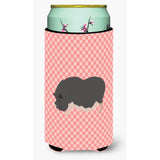 Caroline'S Treasures Vietnamese Pot-Bellied Pig Pink Check Decorative Can Hugger, Tall Boy, Multicolor