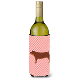 Caroline'S Treasures Duroc Pig Pink Check Decorative Bottle Hugger, 750 Ml, Multicolor