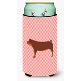 Caroline'S Treasures Duroc Pig Pink Check Decorative Can Hugger, Tall Boy, Multicolor