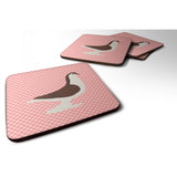 Caroline'S Treasures Large Pigeon Pink Check Decorative Coasters, 3.5, Multicolor