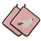 Caroline'S Treasures German Helmet Pigeon Pink Check Decorated Pot Holder, 7.5 X 7.5