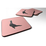 Caroline'S Treasures English Carrier Pigeon Pink Check Decorative Coasters, 3.5, Multicolor
