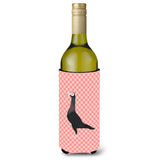 Caroline'S Treasures English Carrier Pigeon Pink Check Decorative Bottle Hugger, 750 Ml, Multicolor