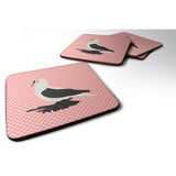 Caroline'S Treasures Saxon Fairy Swallow Pigeon Pink Check Decorative Coasters, 3.5, Multicolor