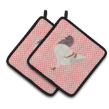 Caroline'S Treasures German Modena Pigeon Pink Check Decorated Pot Holder, 7.5 X 7.5