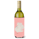 Caroline'S Treasures Silver Fantail Pigeon Pink Check Decorative Bottle Hugger, 750 Ml, Multicolor
