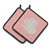 Caroline'S Treasures Silver Fantail Pigeon Pink Check Decorated Pot Holder, 7.5 X 7.5