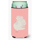 Caroline'S Treasures Silver Fantail Pigeon Pink Check Decorative Can Hugger, Tall Boy, Multicolor
