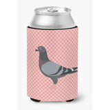 Caroline'S Treasures Racing Pigeon Pink Check Decorative Can Hugger, Multicolor