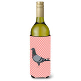 Caroline'S Treasures Racing Pigeon Pink Check Decorative Bottle Hugger, 750 Ml, Multicolor