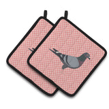 Caroline'S Treasures Racing Pigeon Pink Check Decorated Pot Holder, 7.5 X 7.5
