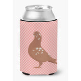 Caroline'S Treasures African Owl Pigeon Pink Check Decorative Can Hugger, Multicolor