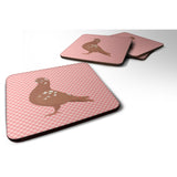 Caroline'S Treasures African Owl Pigeon Pink Check Decorative Coasters, 3.5, Multicolor