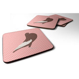 Caroline'S Treasures English Pouter Pigeon Pink Check Decorative Coasters, 3.5, Multicolor