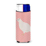 Caroline'S Treasures Texas Quail Pink Check Decorative Can Hugger, Slim, Multicolor