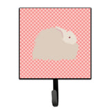 Caroline'S Treasures Fluffy Angora Rabbit Pink Check Wall Hook, Small, Multicolor