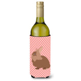 Caroline'S Treasures Lionhead Rabbit Pink Check Decorative Bottle Hugger, 750 Ml, Multicolor