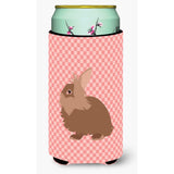 Caroline'S Treasures Lionhead Rabbit Pink Check Decorative Can Hugger, Tall Boy, Multicolor