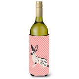 Caroline'S Treasures English Spot Rabbit Pink Check Decorative Bottle Hugger, 750 Ml, Multicolor