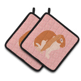 Caroline'S Treasures English Lop Rabbit Pink Check Decorated Pot Holder, 7.5 X 7.5