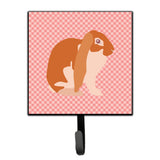 Caroline'S Treasures English Lop Rabbit Pink Check Wall Hook, Small, Multicolor