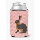 Caroline'S Treasures Tan Rabbit Pink Check Decorative Can Hugger, Multicolor