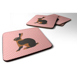 Caroline'S Treasures Tan Rabbit Pink Check Decorative Coasters, 3.5, Multicolor