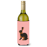 Caroline'S Treasures Tan Rabbit Pink Check Decorative Bottle Hugger, 750 Ml, Multicolor