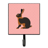 Caroline'S Treasures Tan Rabbit Pink Check Wall Hook, Small, Multicolor