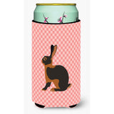 Caroline'S Treasures Tan Rabbit Pink Check Decorative Can Hugger, Tall Boy, Multicolor